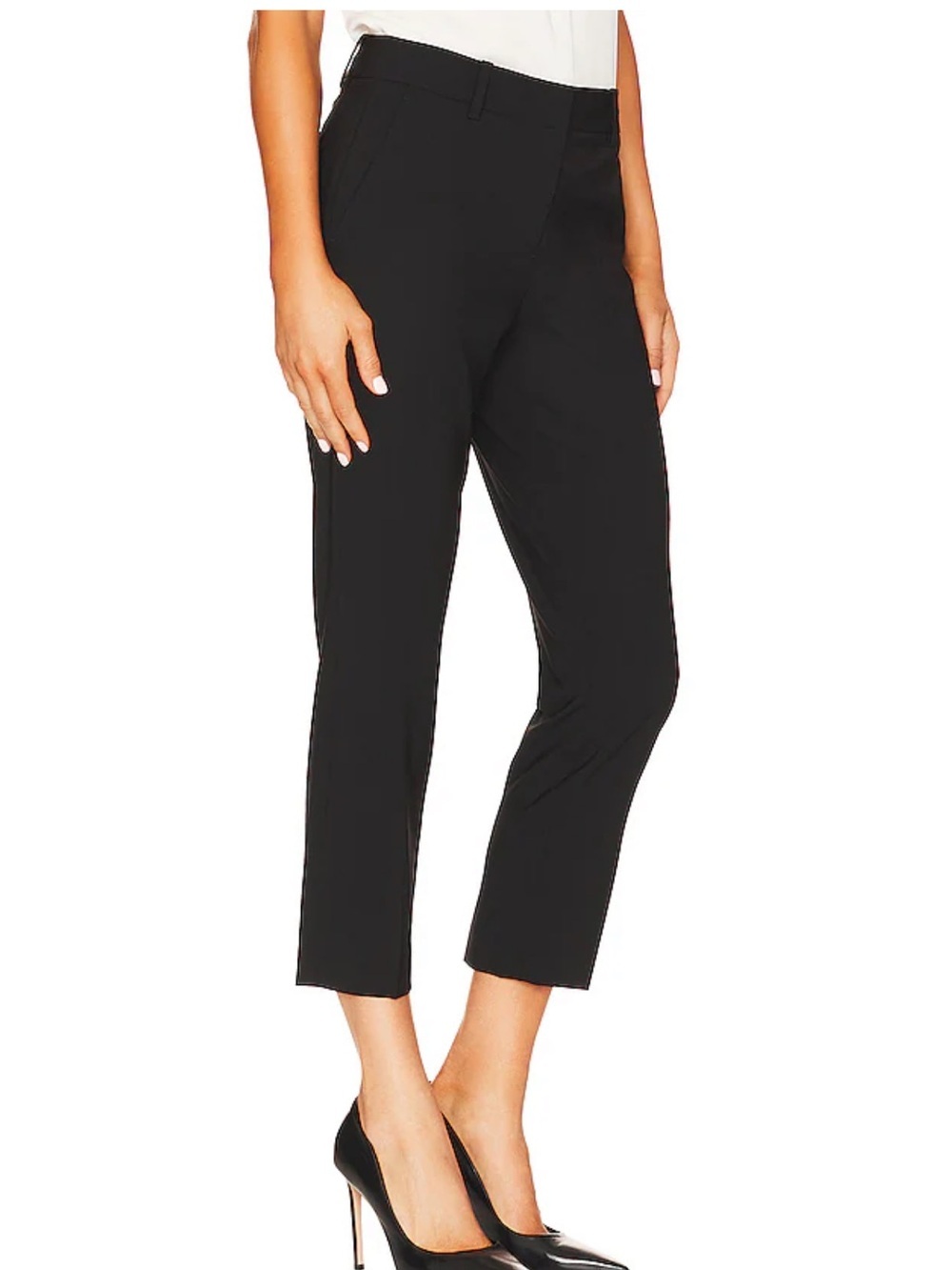 Theory Treeca Cropped Ankle Black Pants Admiral Crepe w Adjustable Waist Size 4